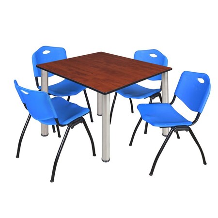 Kee Kee Square Table & Chair Set, Wood, Metal, Plastic Top, Cherry TB4848CHBPCM47BE